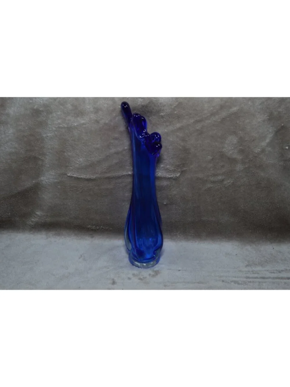 Vintage Cobalt Blue 5-Finger Swung Art Glass Vase MCM Retro Bud Retro Chic
